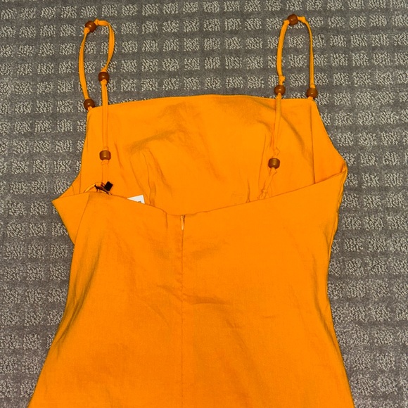 Zara Orange Tangerine Draped Linen Blend Mini Dress Size XS - Picture 9 of 10